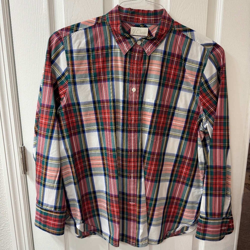J.Crew Classic Plaid Button-Front Shirt – Women’s XL